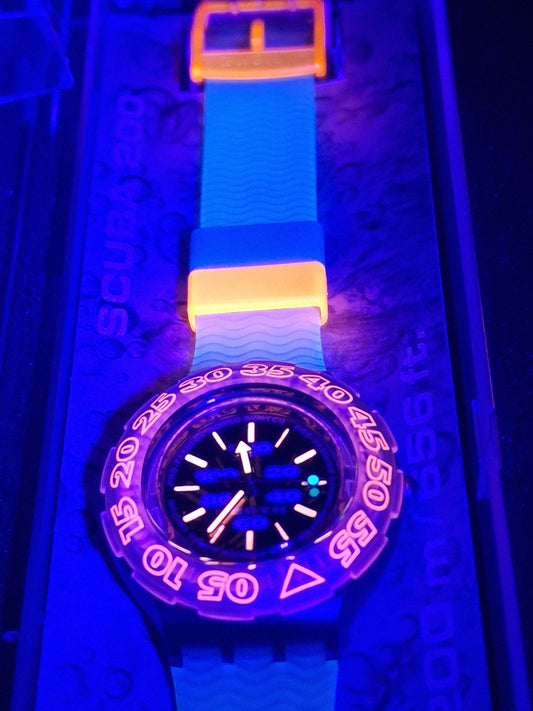 🧡 Swatch Scuba 200 "Morgan" SDN102 | 1994 | Full Set 🧡