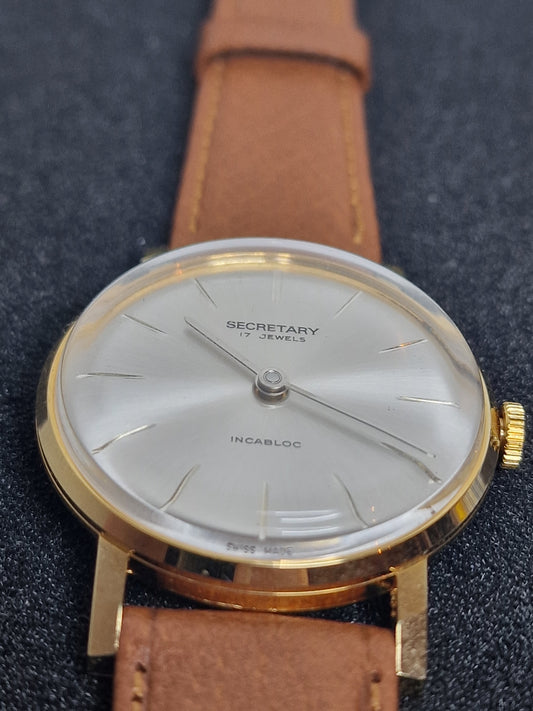 ⌚ Unworn Vintage Watch "SECRETARY" – Swiss Made | Hand-Wound | 50s/60s | Gold-Tone | NOS