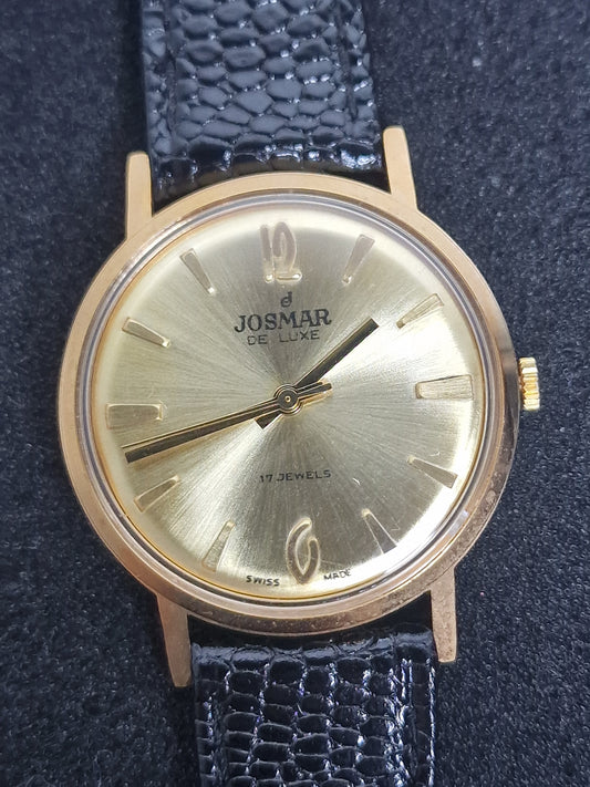 ⌚ Unworn Vintage Josmar De Luxe Watch – Swiss Made | Hand-Wound | 50s/60s | Gold-Tone | NOS