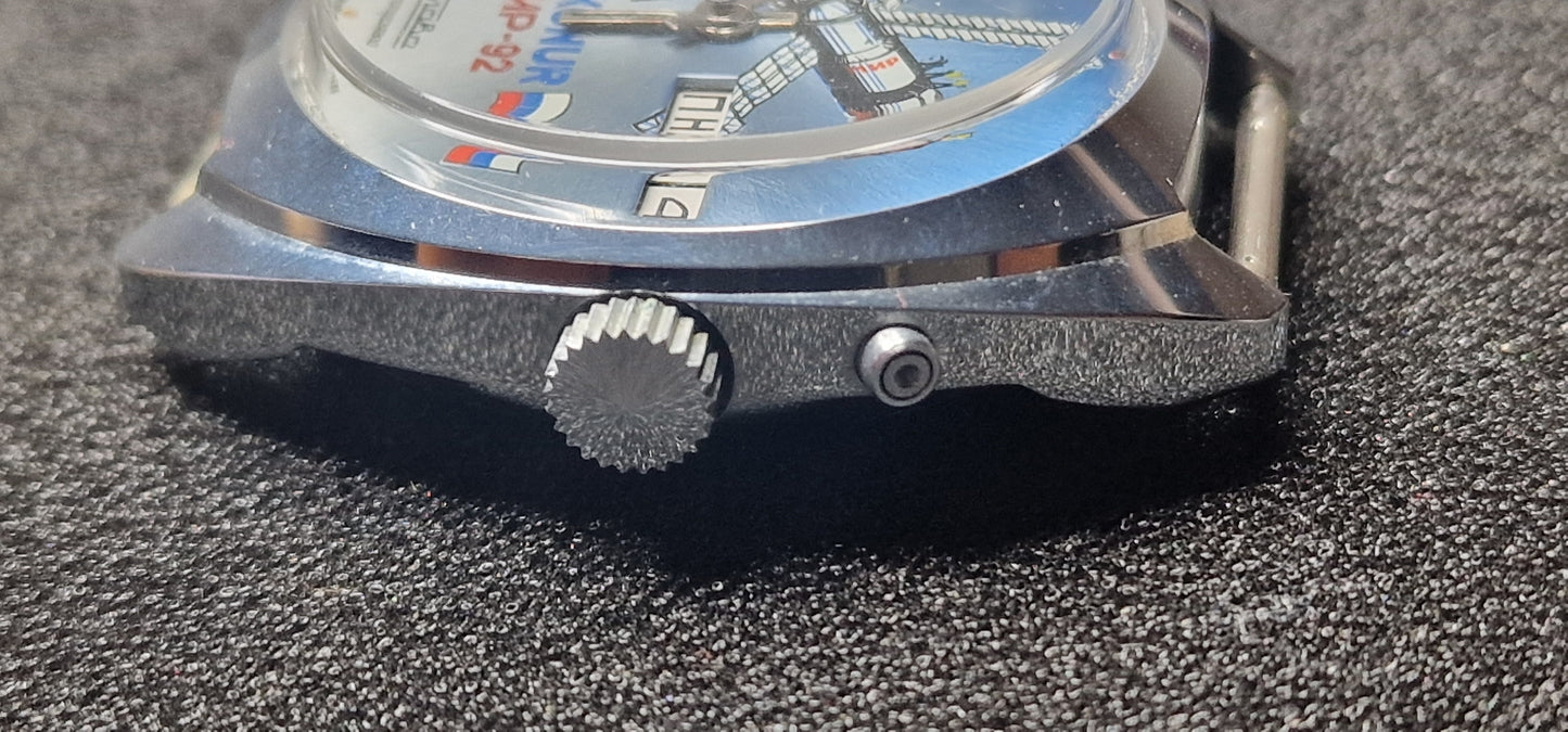 🚀 Rare SLAVA "Baikonur MIR-92" Automatic Watch – Misprint Edition 🇩🇪 (Flag Error), 37mm – Limited 125/900