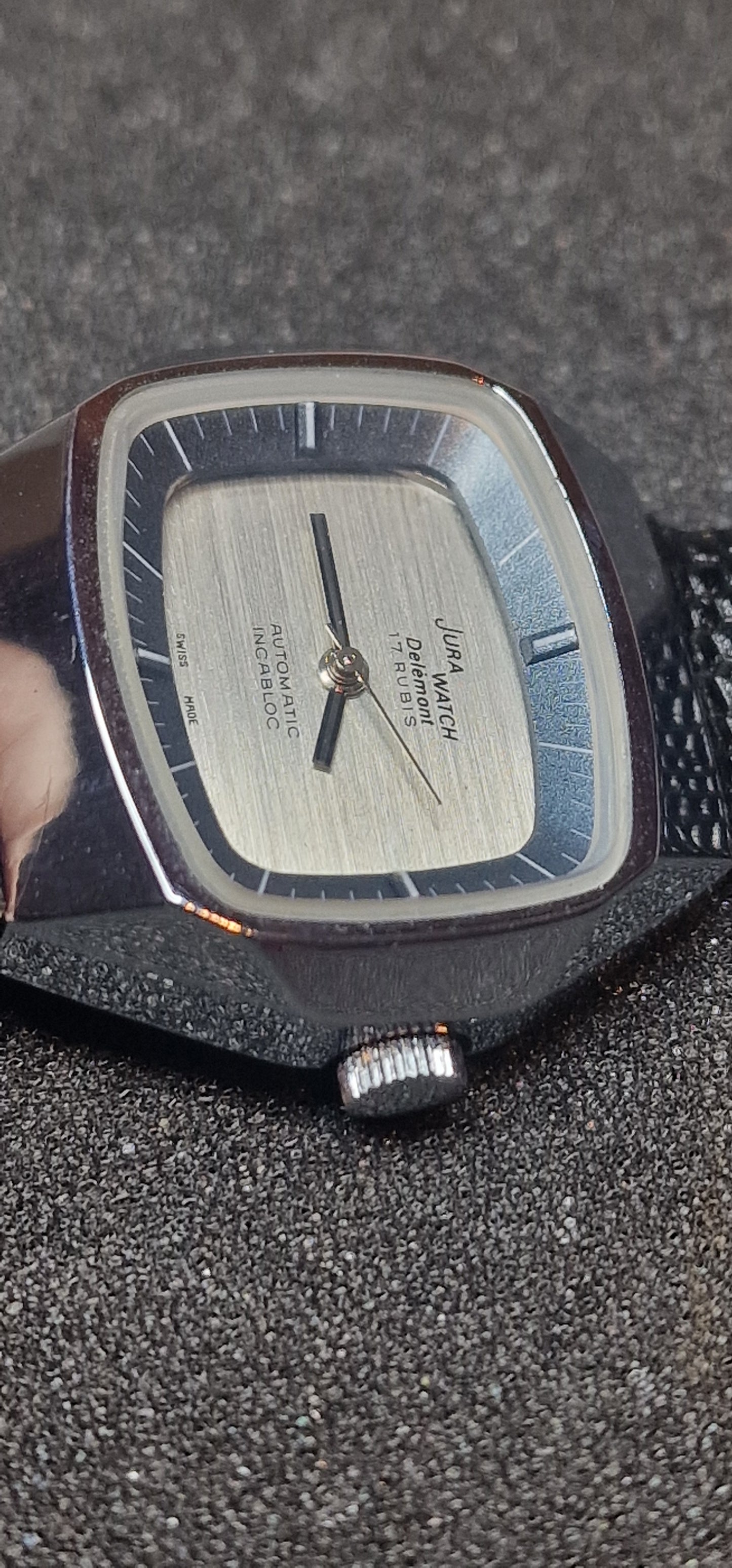 🕰️ JURA Watch Delémont – Swiss Made Automatic with Incabloc, 30x31mm, Steel Case