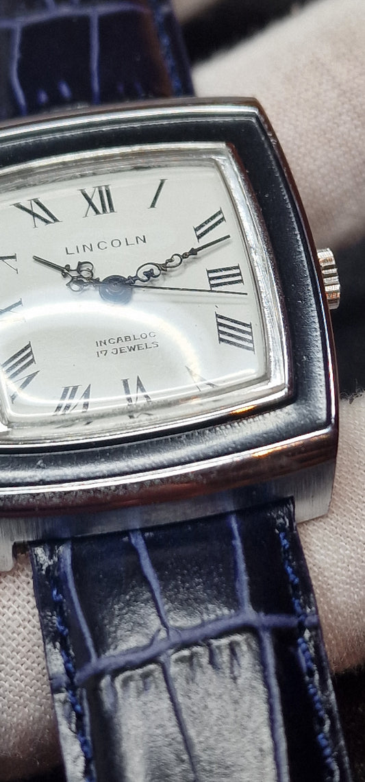🕰️ Unworn Vintage Watch "Lincoln" – 17 Jewels, Hand-Wound, Steel Case, 32mm, Old Stock