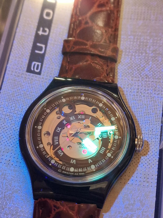Swatch Automatic SAB102 "Black Circles" (1993) – Vintage Skeleton