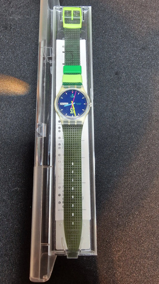 🌀 Swatch GK700 – “Giro” (1990) | Vintage Day-Date | UV Glow