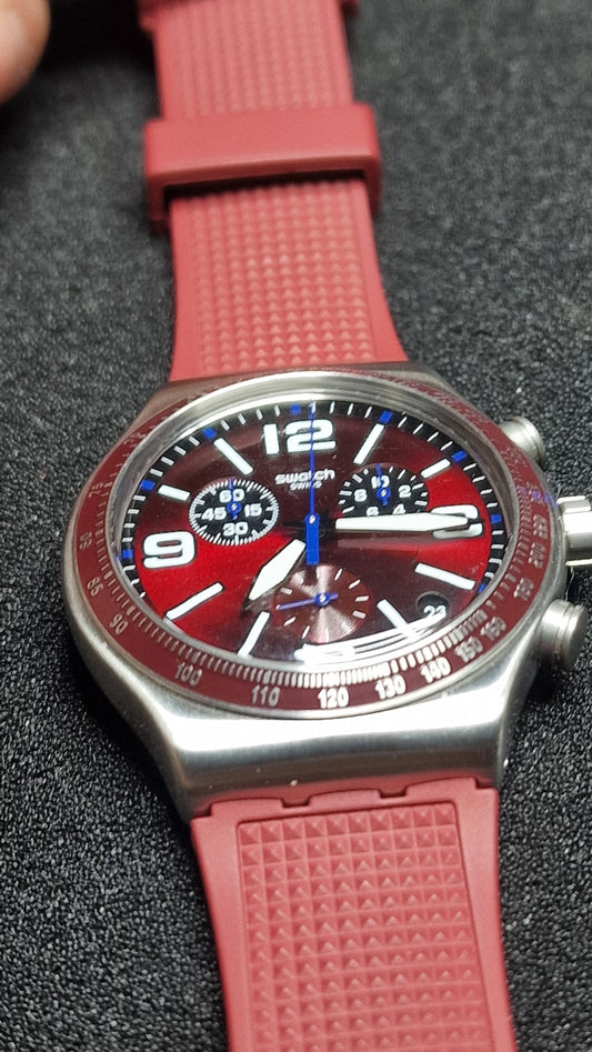 🍷⏱️ Swatch Irony Chrono YVS464 “Wine Grid” (AG2019)