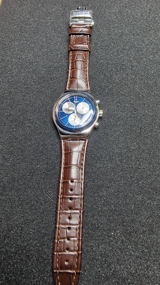 Swatch Irony Chrono YVS410C “London” (AG 2013) – Blue Dial + Strong Lume ✨