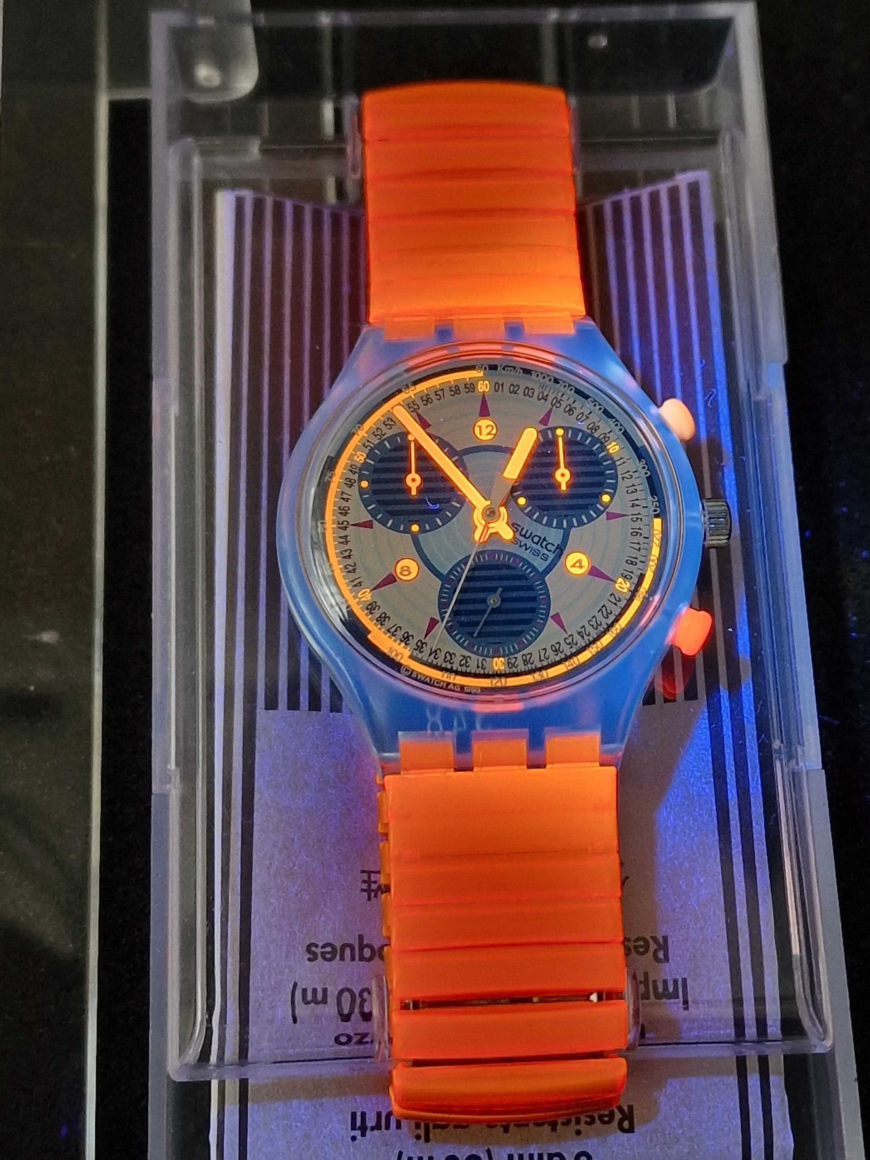 Swatch Chrono Flex SCG102 “Inspyral” (1994) – Rare with Original Fluorescent Strap!