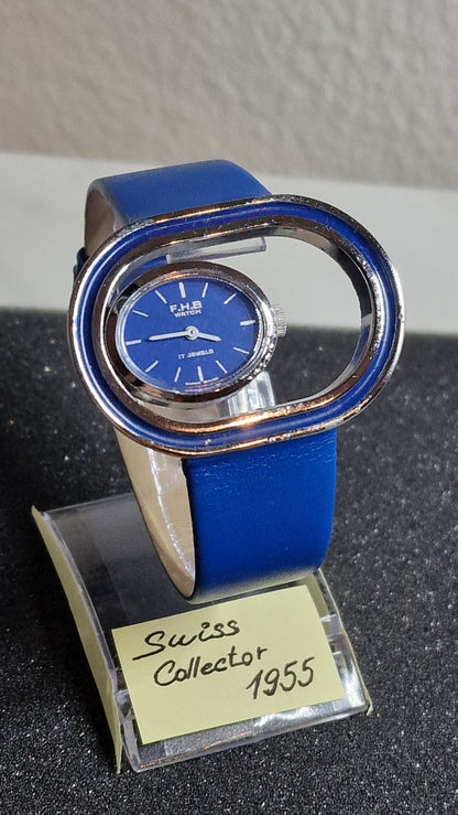 💎 Unworn Vintage Women’s Watch – Hand-Wound, Late 1960s, Swiss Made, Blue Strap