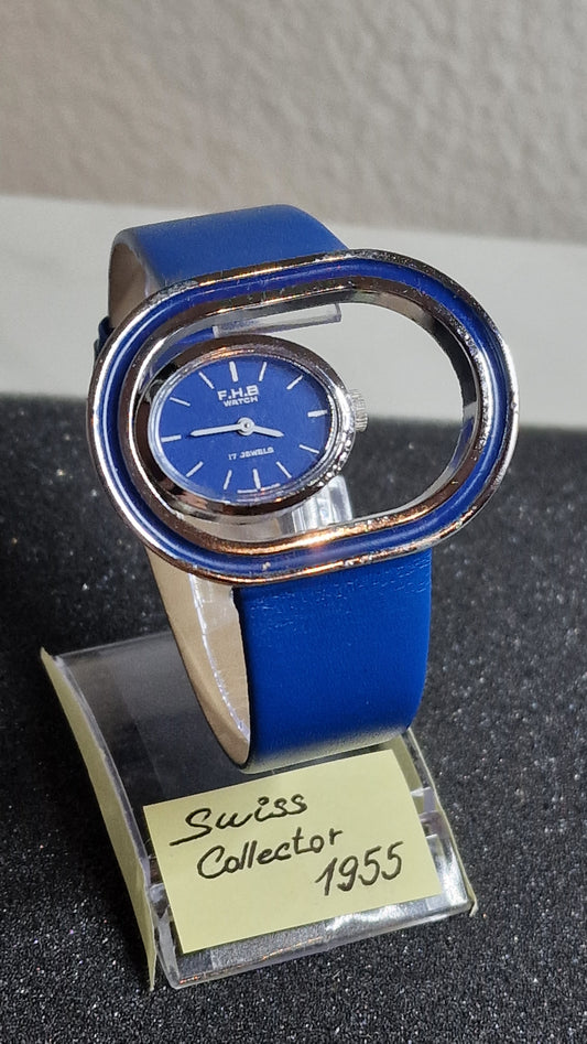 💎 Unworn Vintage Women’s Watch – Hand-Wound, Late 1960s, Swiss Made, Blue Strap