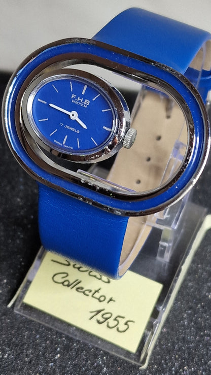 💎 Unworn Vintage Women’s Watch – Hand-Wound, Late 1960s, Swiss Made, Blue Strap