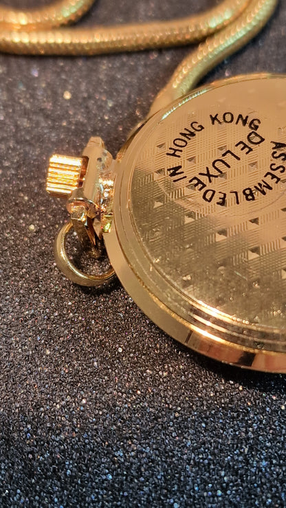 ⏱️ Unworn Vintage Pocket Watch "ABON 21C" – Swiss Movement, Hand-Wound, 42mm, NOS + Chain