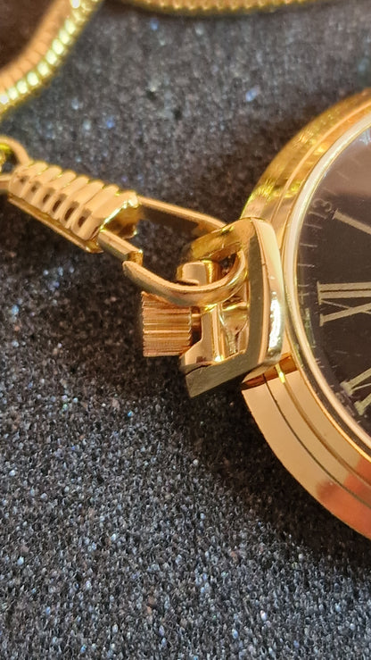 ⏱️ Unworn Vintage Pocket Watch "ABON 21C" – Swiss Movement, Hand-Wound, 42mm, NOS + Chain