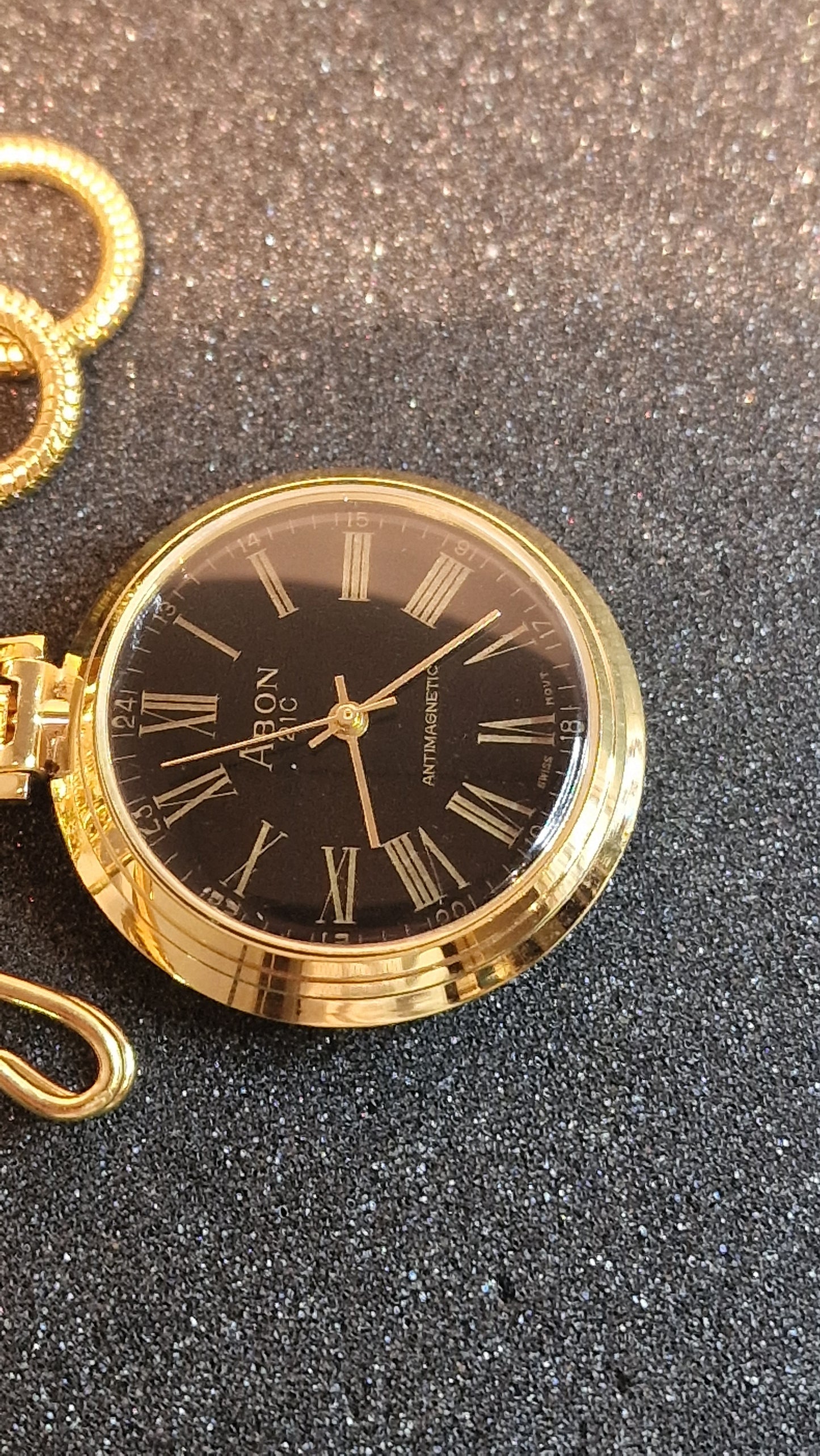 ⏱️ Unworn Vintage Pocket Watch "ABON 21C" – Swiss Movement, Hand-Wound, 42mm, NOS + Chain