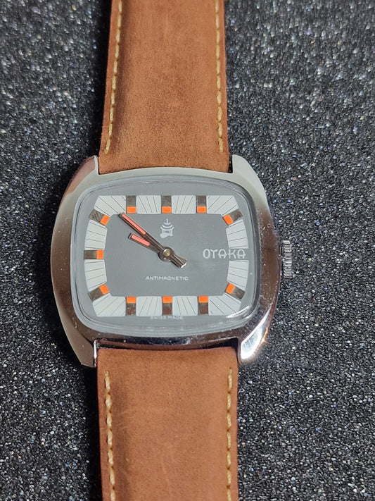 🕰️ Unworn Vintage Watch "OTAKA" – Swiss Made for Japan, Hand-Wound, 1970s, Super Flat Design