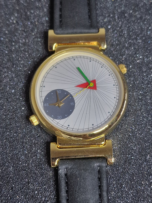 🌍 Unworn Dual-Time Quartz Wristwatch – 1970s, Top Condition, Old Stock