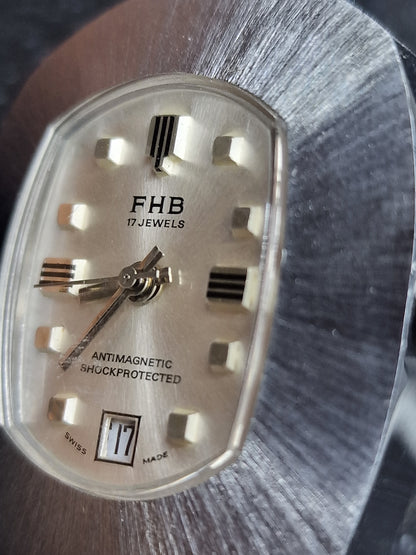 🕰️ Unworn Vintage Men’s Watch "F.H.B" – Swiss Made, Hand-Wound, 1960s/70s, Steel Case