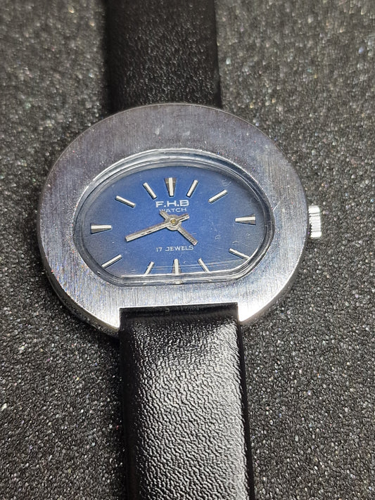 💎 Unworn Vintage Ladies' Watch "F.H.B." – Swiss Made, Hand-Wound, 70s/80s, Steel Case
