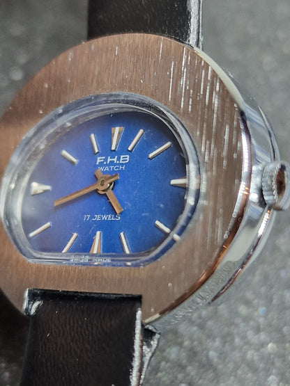 💎 Unworn Vintage Ladies' Watch "F.H.B." – Swiss Made, Hand-Wound, 70s/80s, Steel Case