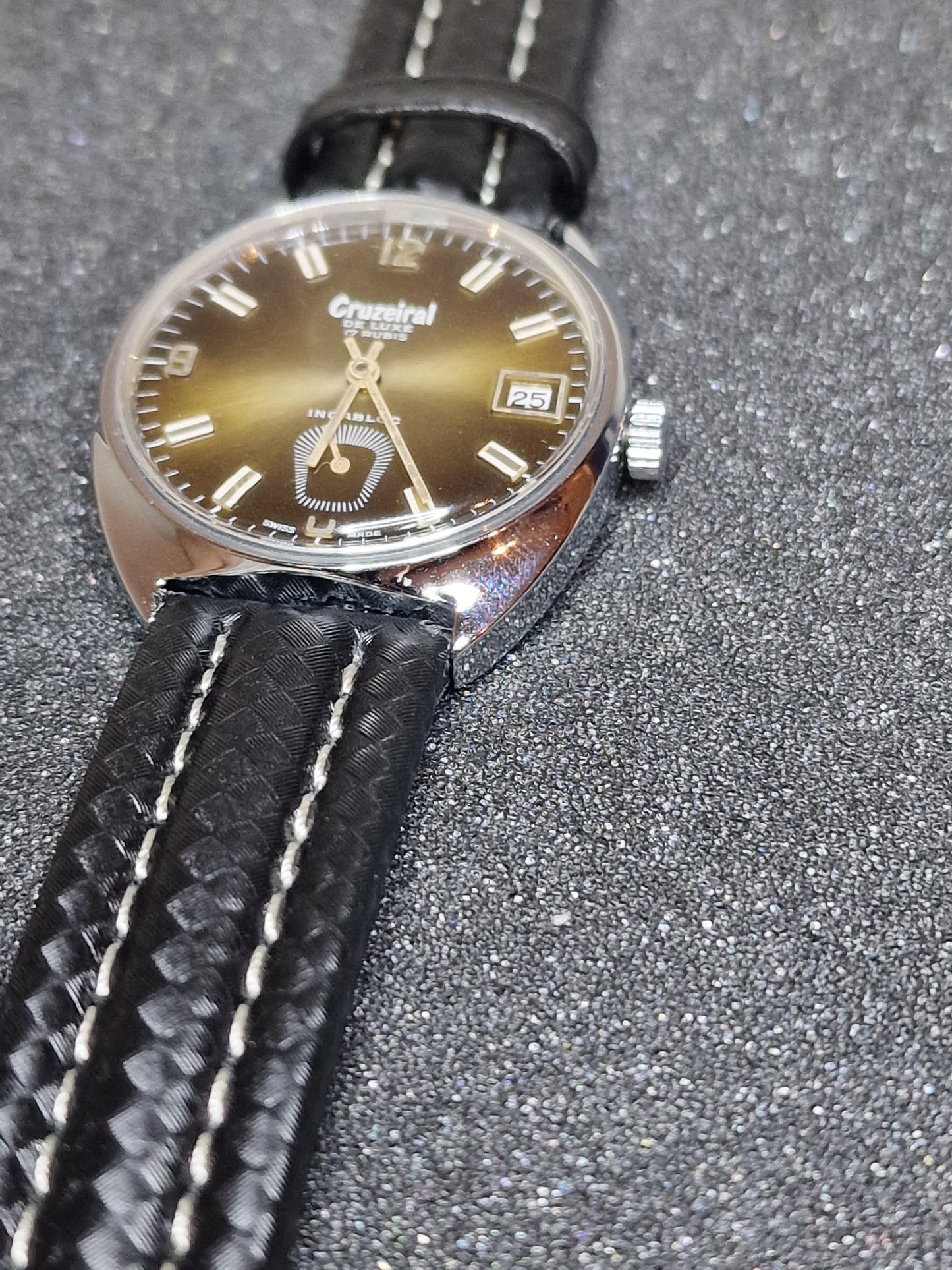🕰️ Unworn Vintage Men’s Watch "Cruzeiral De Luxe" – Swiss Made, Hand-Wound, 70s/80s, Faceted Crystal