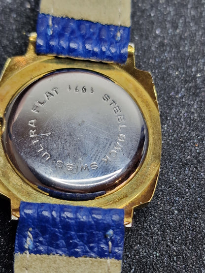 🕰️ Unworn Vintage Watch "Fero-Feldmann" – Swiss Made, Hand-Wound, 60s/70s, Blue Strap