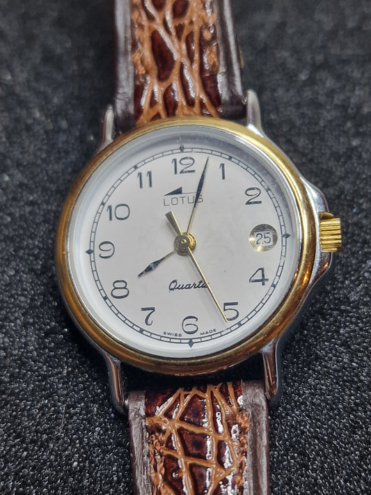⌚ Unworn Vintage Quartz Watch "LOTUS" – Swiss Made, Date Display, 1970s, Old Stock