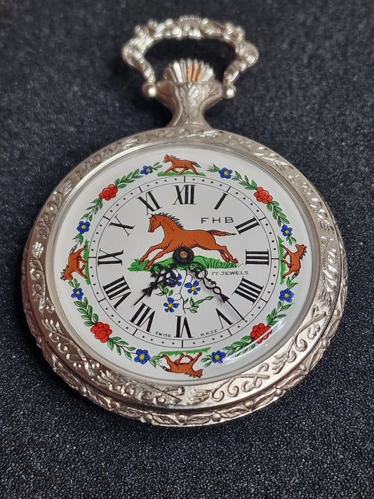 ⏳ Large Swiss Farmer’s Pocket Watch | F.H.B. | Hand-Wound | 50mm | NOS | 1970s