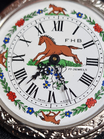 ⏳ Large Swiss Farmer’s Pocket Watch | F.H.B. | Hand-Wound | 50mm | NOS | 1970s