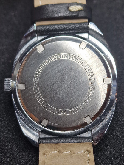🕰️ Old Vintage Rubina Watch | Hand-Wound | Swiss Made | Faceted Glass | 70s | 43mm