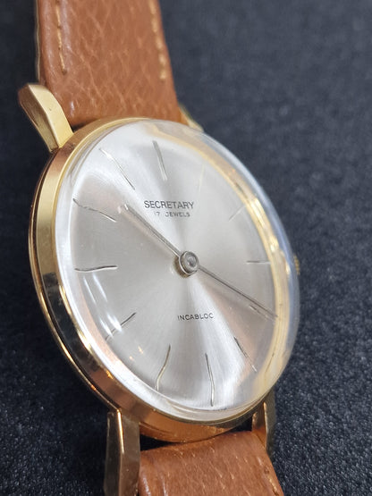 ⌚ Unworn Vintage Watch "SECRETARY" – Swiss Made | Hand-Wound | 50s/60s | Gold-Tone | NOS