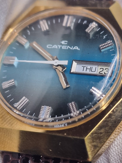 ⌚ Unworn Vintage CATENA Watch – Swiss Made | Hand-Wound | Faceted Crystal | 70s/80s | NOS