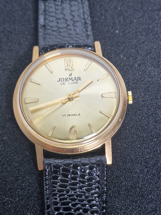 ⌚ Unworn Vintage Josmar De Luxe Watch – Swiss Made | Hand-Wound | 50s/60s | Gold-Tone | NOS