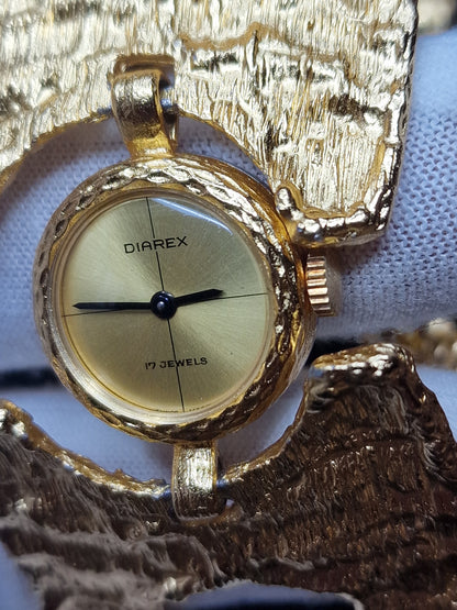 💎 Vintage Women's Jewelry Watch "DIAREX" – 1960s, Hand-Wound, Gold-Tone