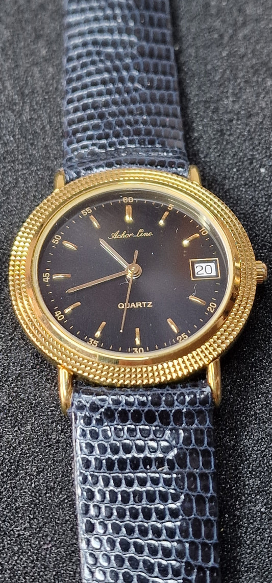 ⚓ Vintage 80s/90s Quartz Watch "ANCHOR LINE" – 7 Jewels, 31mm, New Battery, Unworn