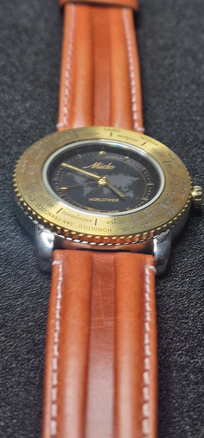 🌍 Exclusive MIDO Worldtimer Men's Watch – Swiss Made, 39mm, Quartz, World Time Function