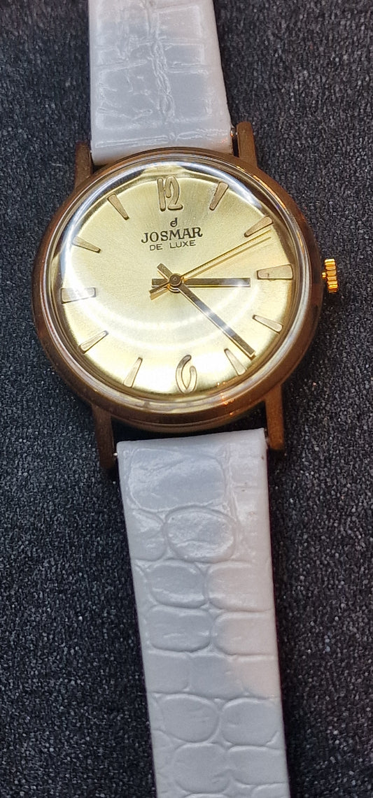 🕰️ Unworn Vintage Josmar Hand-Wound Watch – Swiss Made, 1960s, 34mm, Gold-Tone