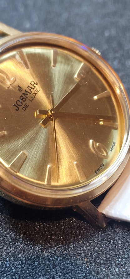 🕰️ Unworn Vintage Josmar Hand-Wound Watch – Swiss Made, 1960s, 34mm, Gold-Tone