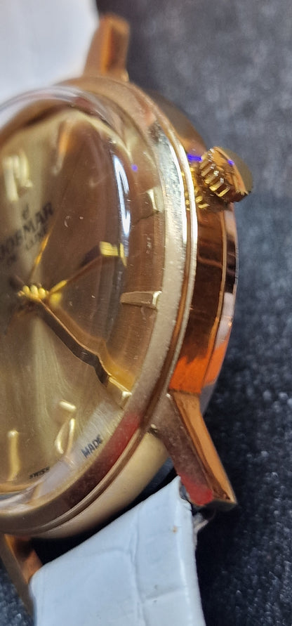 🕰️ Unworn Vintage Josmar Hand-Wound Watch – Swiss Made, 1960s, 34mm, Gold-Tone