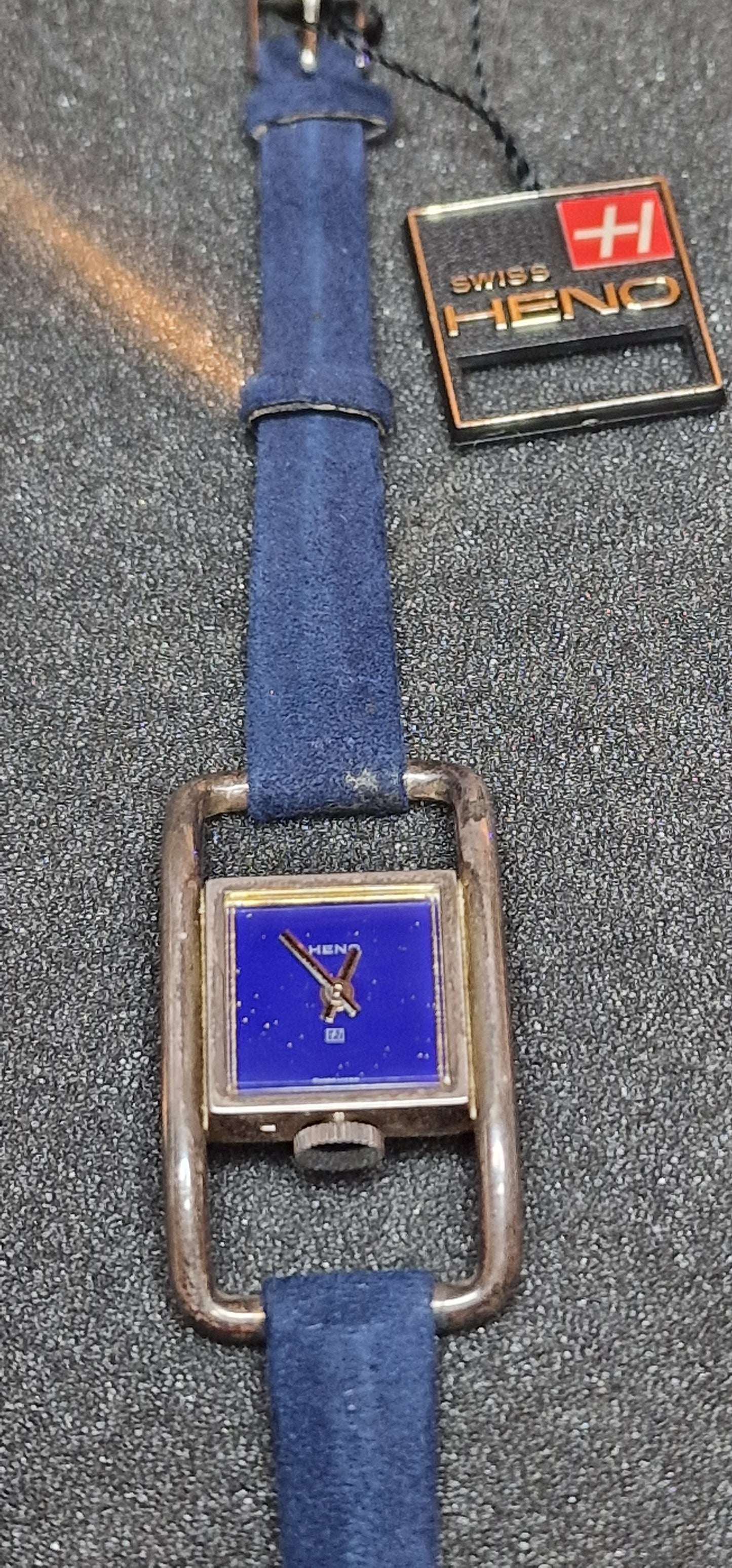 🕰️ Unworn Vintage Watch "Heno" – 0.800 Sterling Silver Case & Bracelet, Hand-Wound, 24mm
