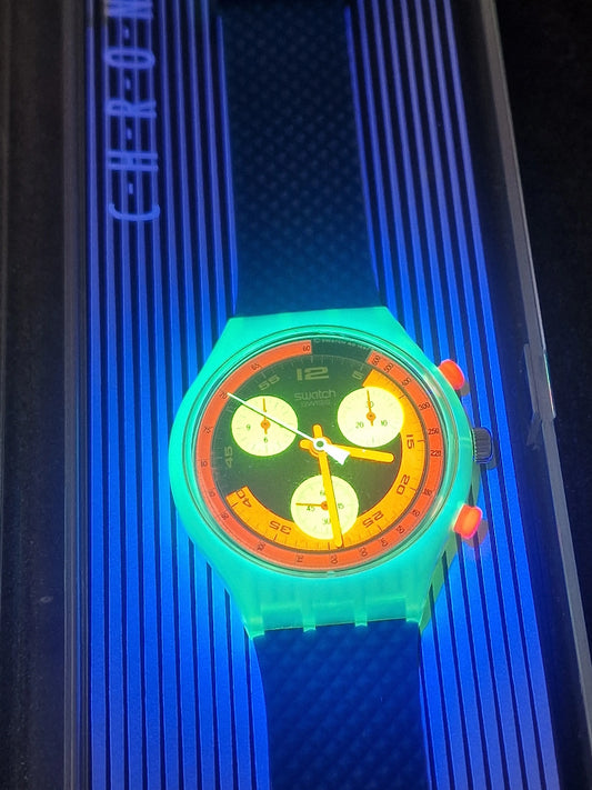 ⏱️ Swatch Chrono SCJ101 "Grand Prix" (1992) 🌈 Very Rare