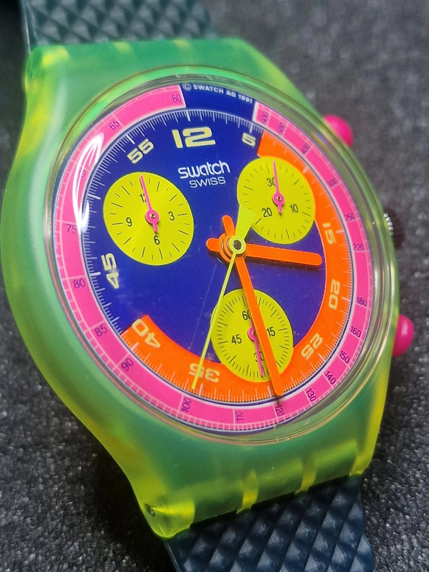 ⏱️ Swatch Chrono SCJ101 "Grand Prix" (1992) 🌈 Very Rare