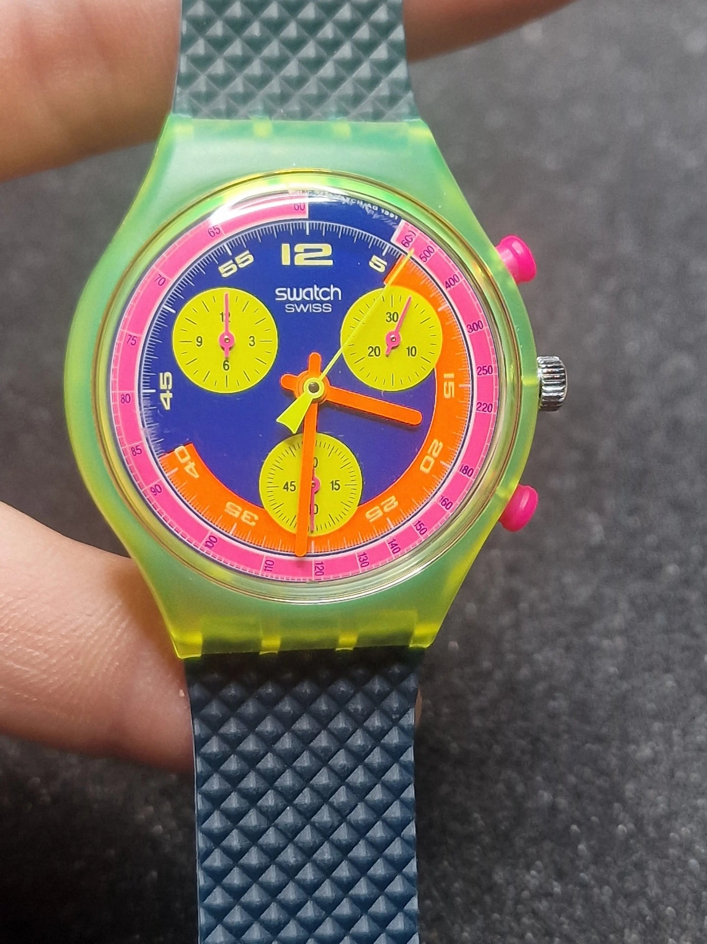 ⏱️ Swatch Chrono SCJ101 "Grand Prix" (1992) 🌈 Very Rare