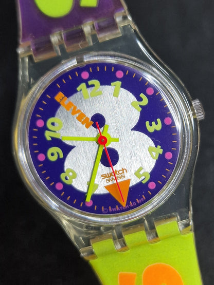 Swatch Lady LK138 "Snow Collage" (1992) – Vintage Pop Design 🎨