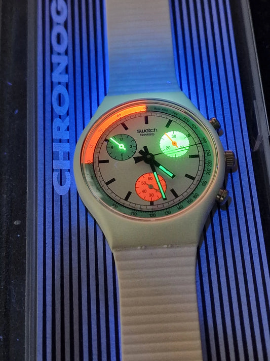 Swatch Chrono SCW100 “White Horses” (1990) ⏱️