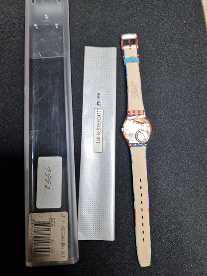 Swatch Lady LP111 "Essaouira" – 1992  🌸 Rare Vintage Glow Model