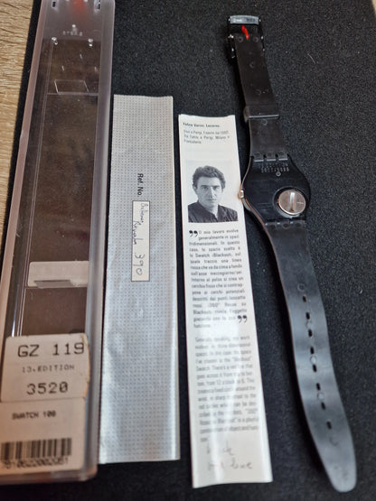 🟥 Swatch GZ119 – Rouge sur Blackout – Heinz Julen – Limited Art Edition