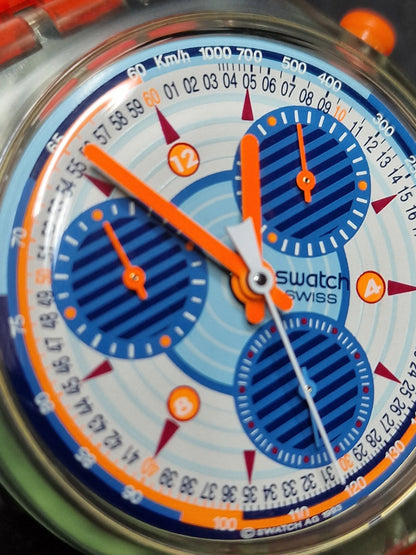 🔥 Swatch Chrono Flex SCG102 “Inspyral” (1994) – Rare with Original Fluorescent Strap!