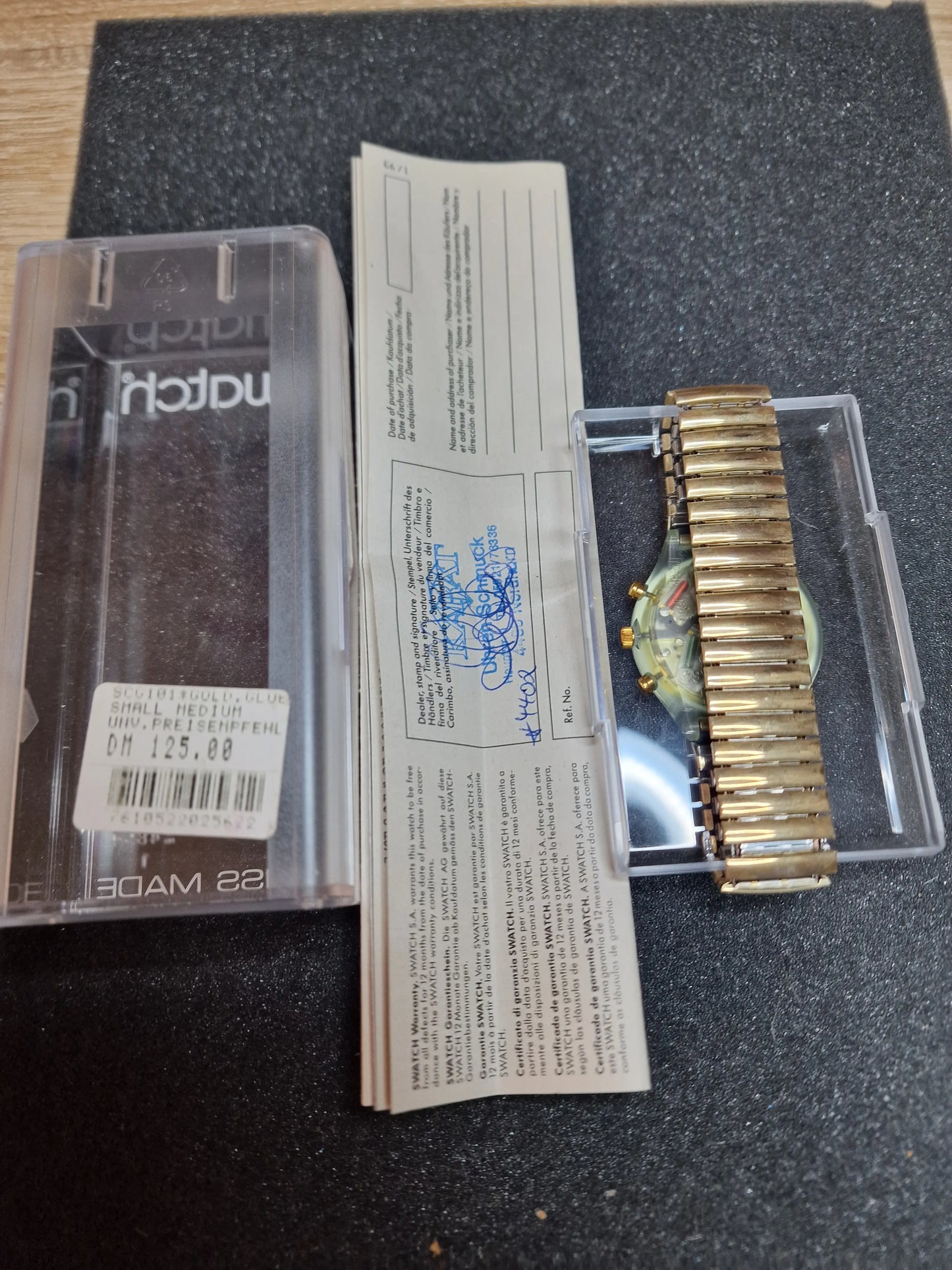 🌍✨ Swatch Chrono Flex SCG100 “Golden Globe” (1992) – Rare Vintage Chronograph