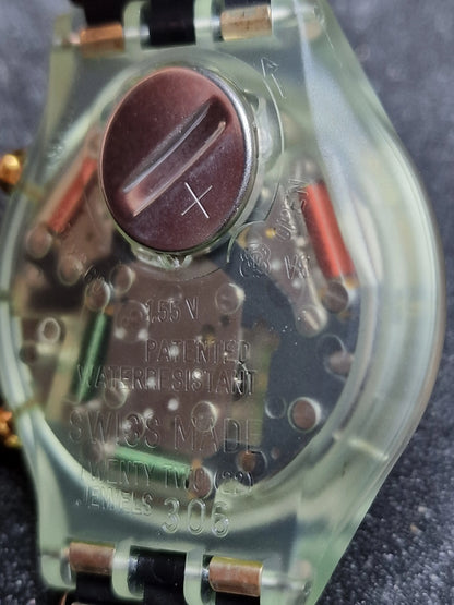 🌍✨ Swatch Chrono Flex SCG100 “Golden Globe” (1992) – Rare Vintage Chronograph