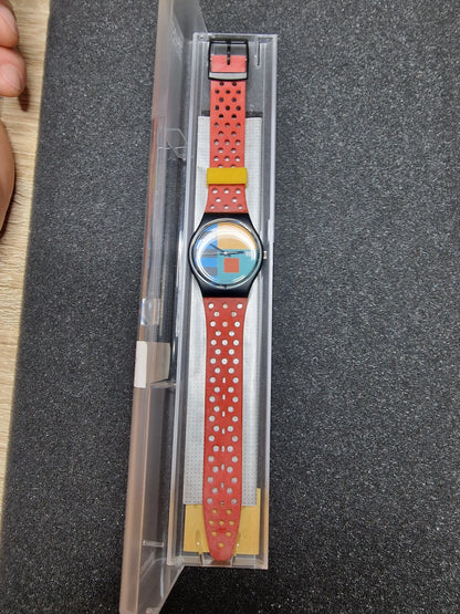 🎨 Swatch GB408 “Needles” (1987) – Bauhaus Geometric Classic