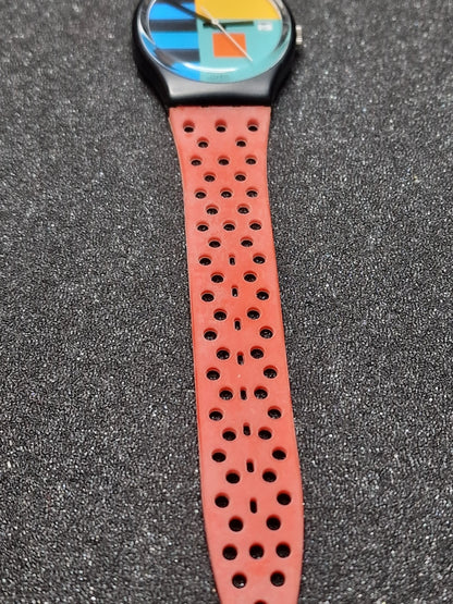 🎨 Swatch GB408 “Needles” (1987) – Bauhaus Geometric Classic